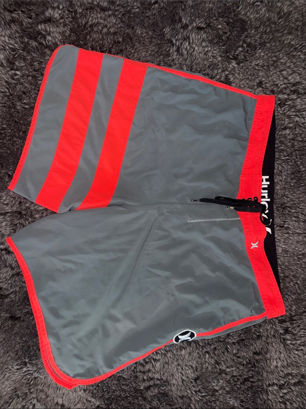 Hurley Gray Phantom Swim Trunks with Red Trim